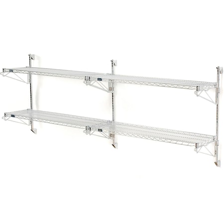 Nexel Chrome Wall Mount Wire Shelving 48inW x 14inD x 34inH 2, Shelf Add-On B1137113